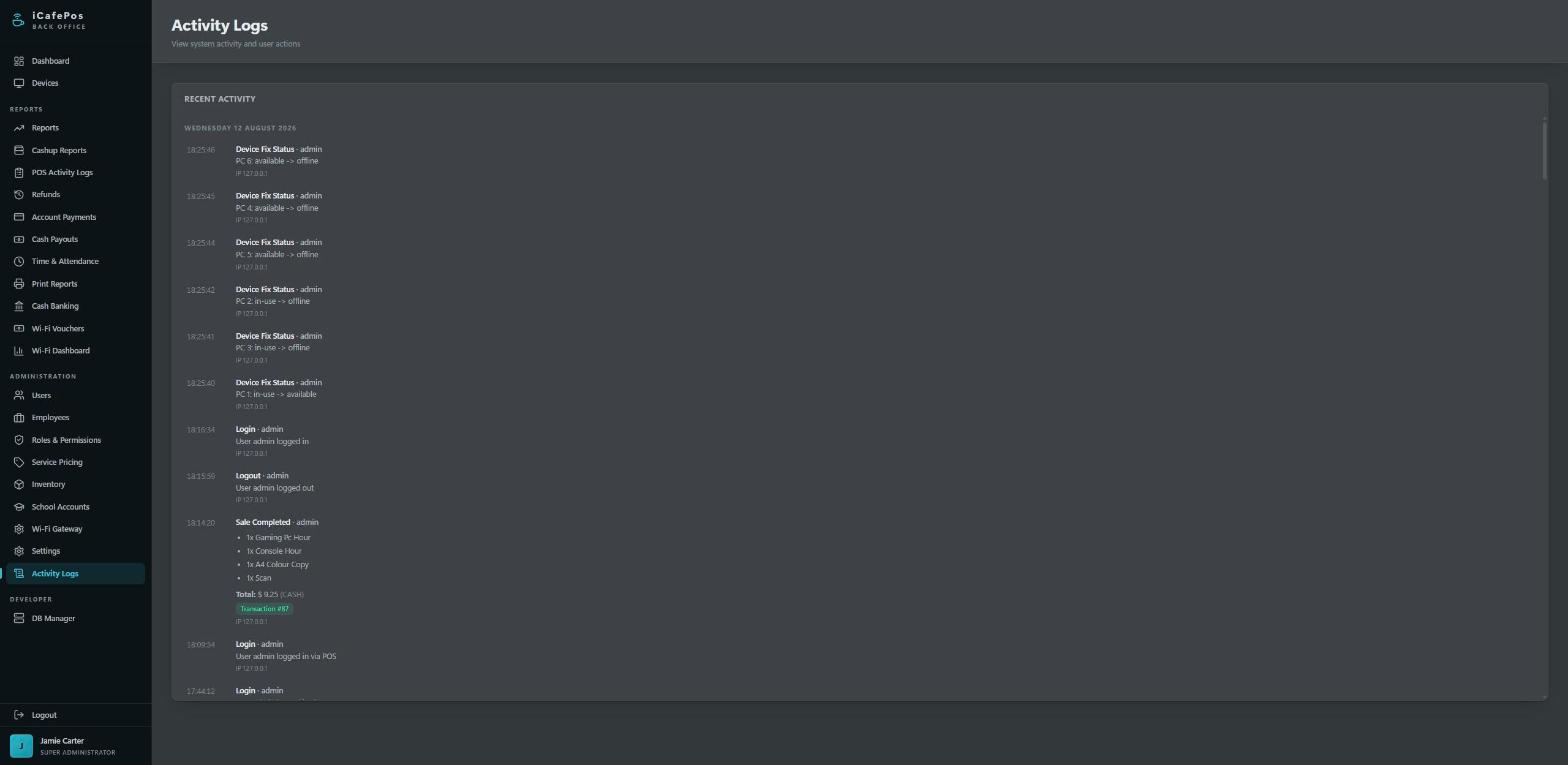 Activity log